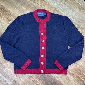 Vintage HAND KNIT Lauren Ralph Lauren  100% wool Cardigan Size S